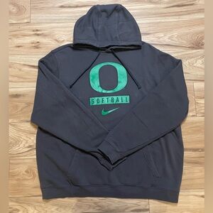 Nike Men's Charcoal Hoodie with Emerald Accents Oregon Ducks Softball   Pullover